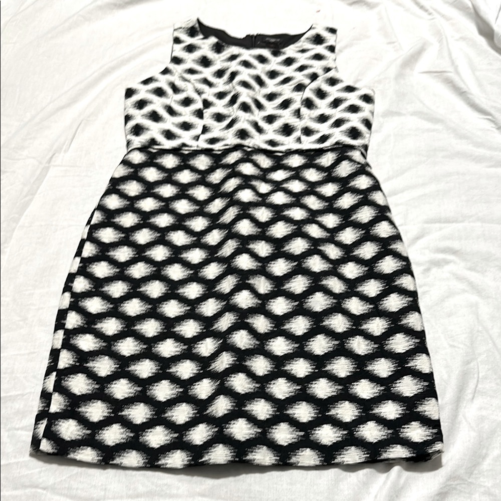 Ann Taylor Sleeveless Black and White Patterned Dress 6P NWT